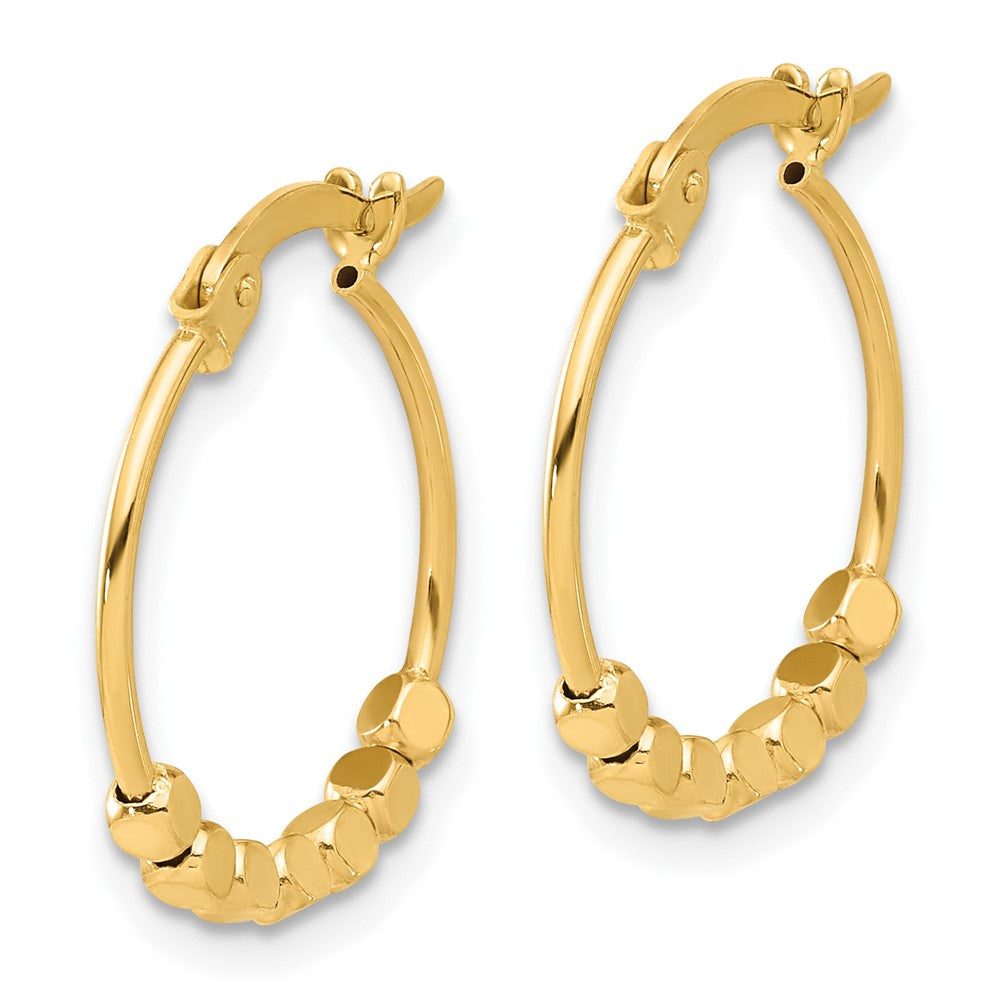 14k Yellow Gold 17 mm Polished Beads Hoop Earrings (1.33 grams)