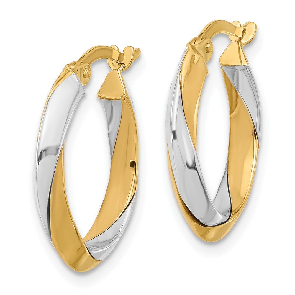 14k Two-tone 19.2 mm Two-tone Polished Twist Hoop Earrings (1.75 grams)