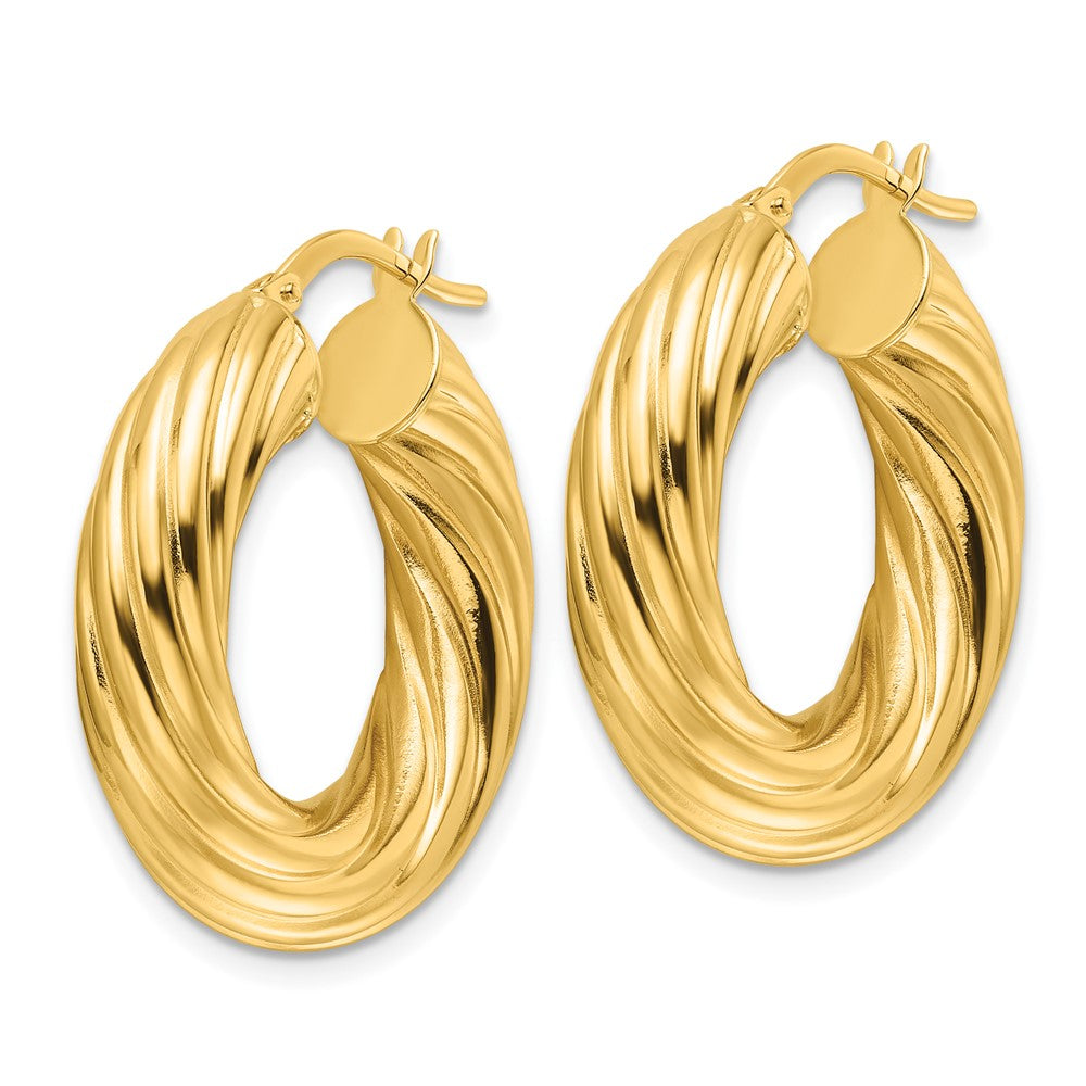 14k Yellow Gold 25.9 mm Hollow Round Hoop Earrings (4.23 grams)