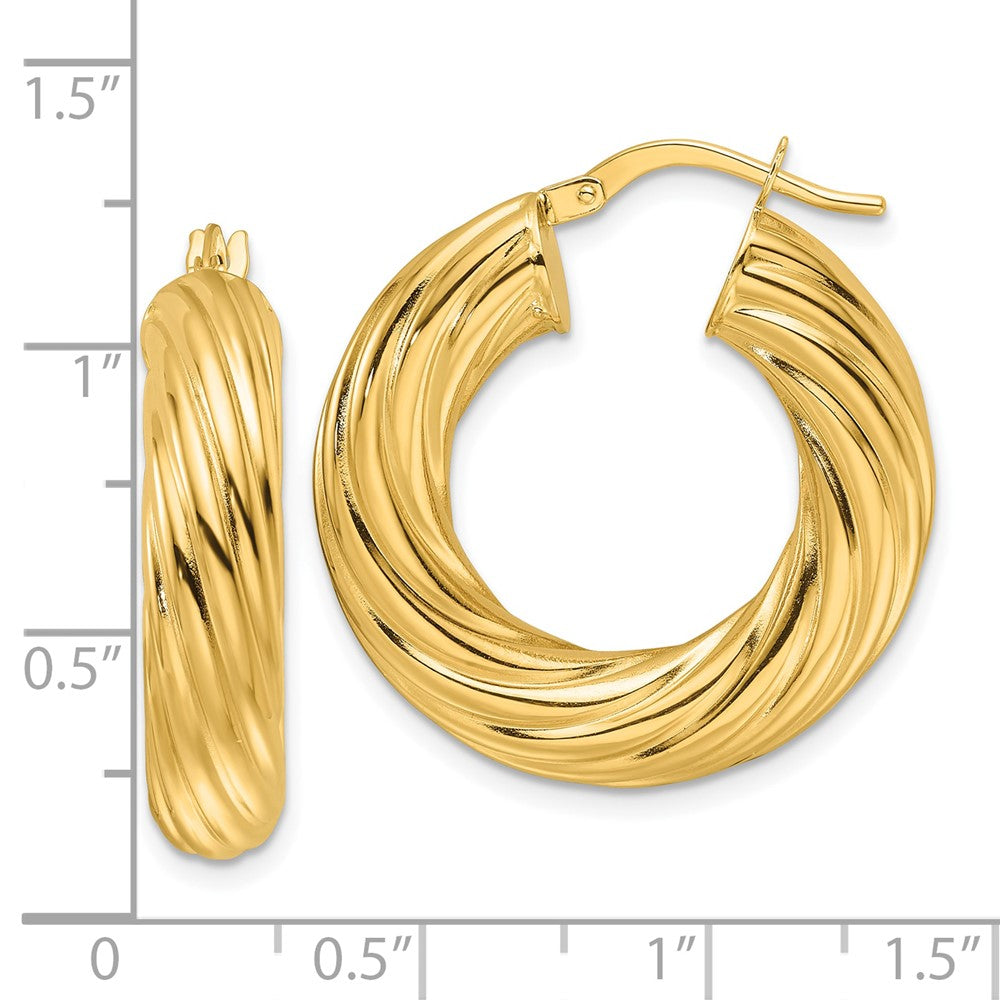 14k Yellow Gold 25.9 mm Hollow Round Hoop Earrings (4.23 grams)