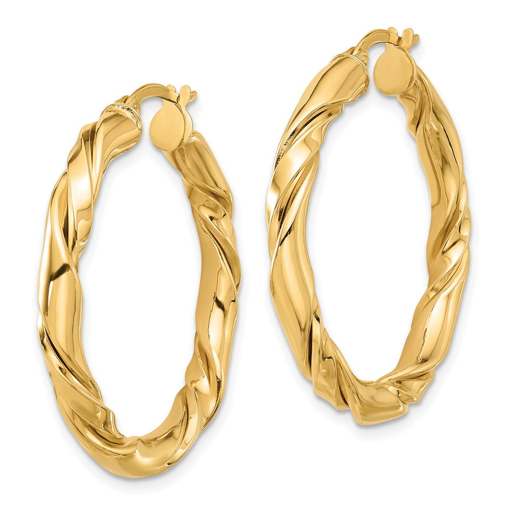 14k Yellow Gold 31.7 mm Polished Twisted Hoop Earrings (4.36 grams)
