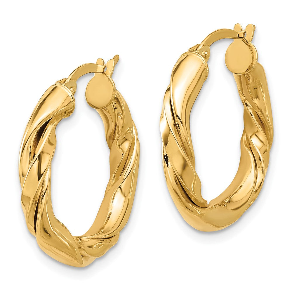 14k Yellow Gold 22 mm Polished Twisted Hoop Earrings (2.92 grams)