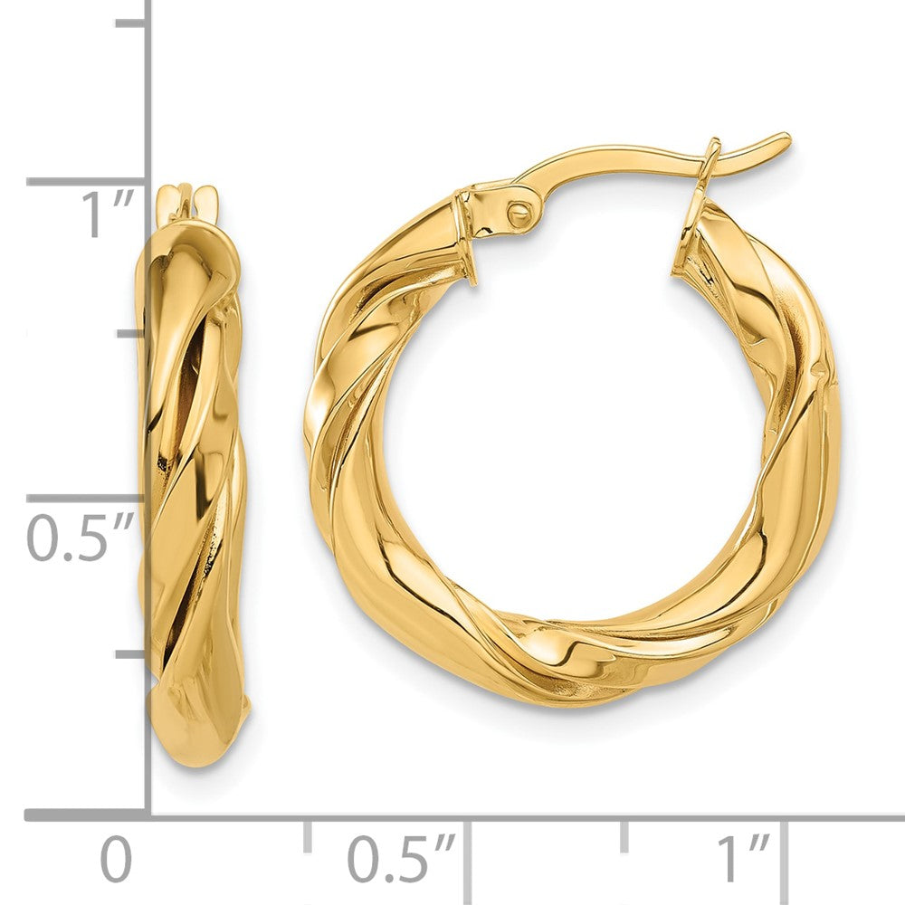 14k Yellow Gold 22 mm Polished Twisted Hoop Earrings (2.92 grams)