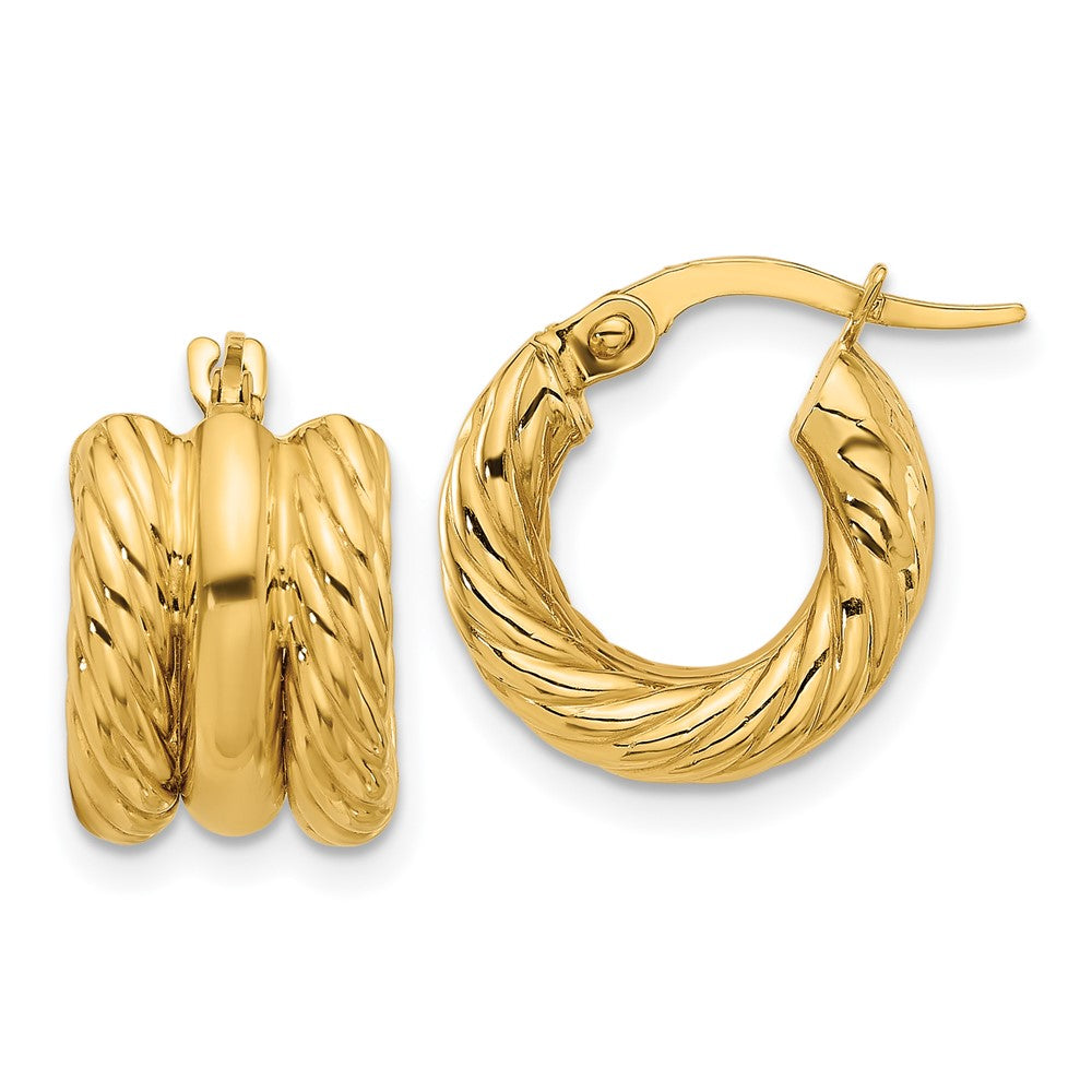 14k Yellow Gold 14.2 mm Polished and Twisted Hoop Earrings (2.88 grams)