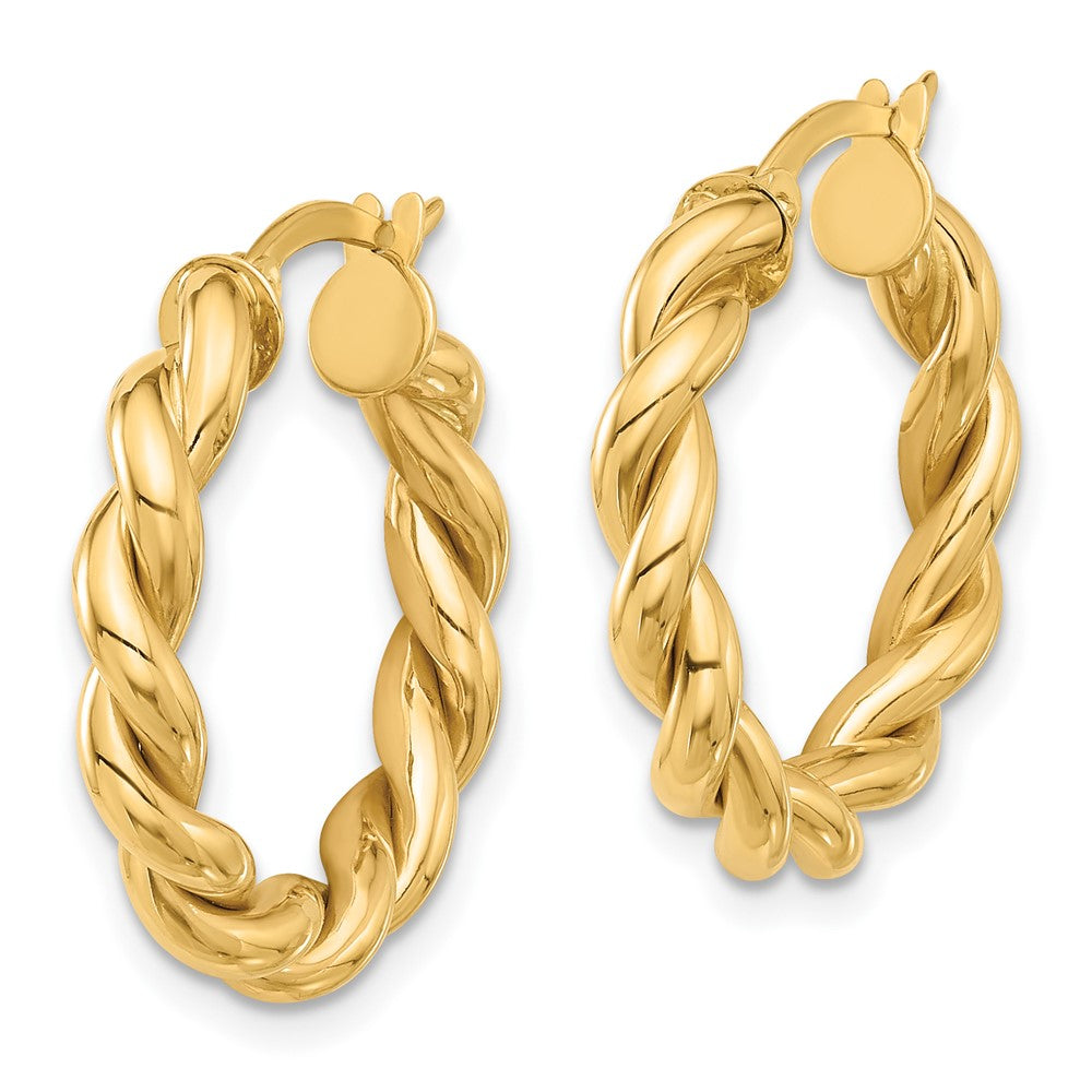 14k Yellow Gold 22 mm Polished Twisted Hoop Earrings