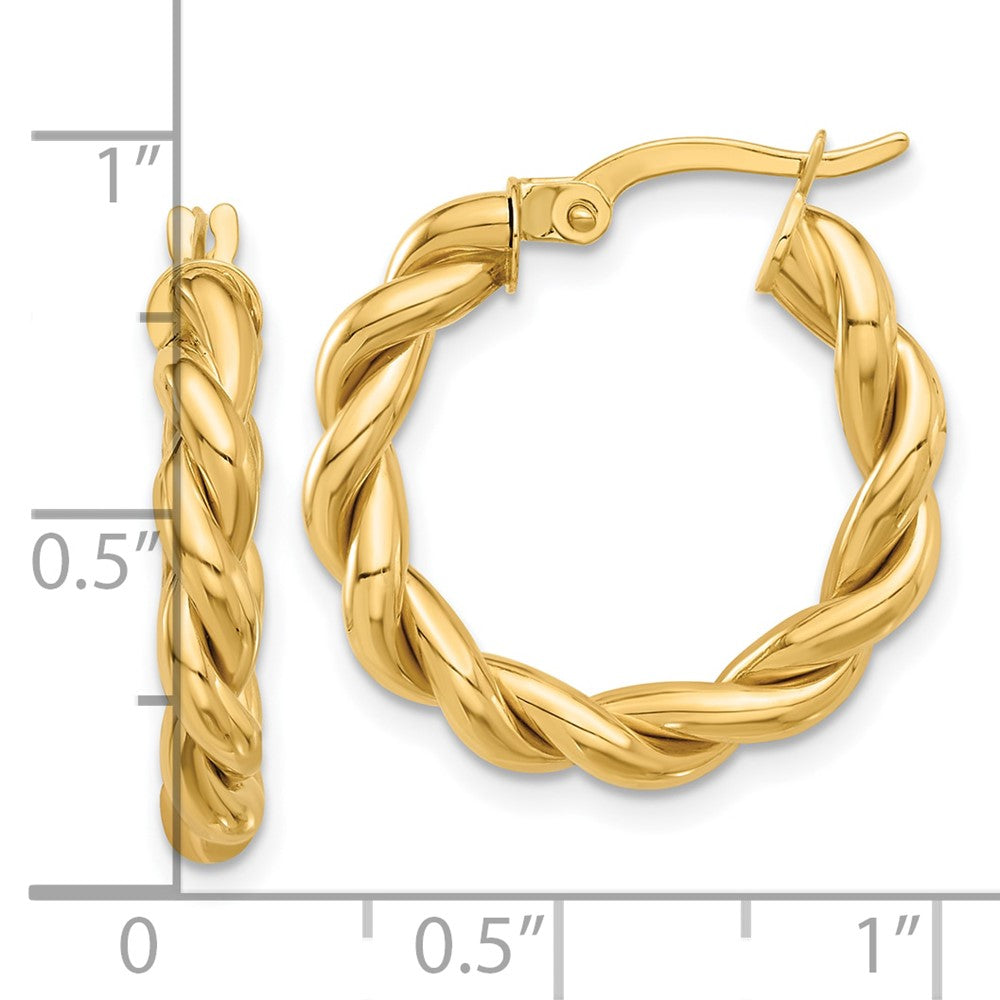 14k Yellow Gold 22 mm Polished Twisted Hoop Earrings