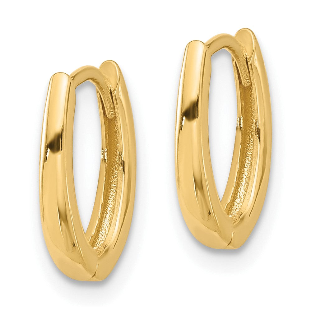 14k Yellow Gold 10.2 mm Polished Oval Hinged Hoop Earrings (1.46 grams)