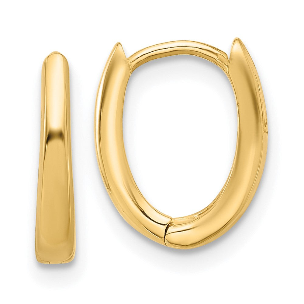 14k Yellow Gold 10.2 mm Polished Oval Hinged Hoop Earrings (1.46 grams)