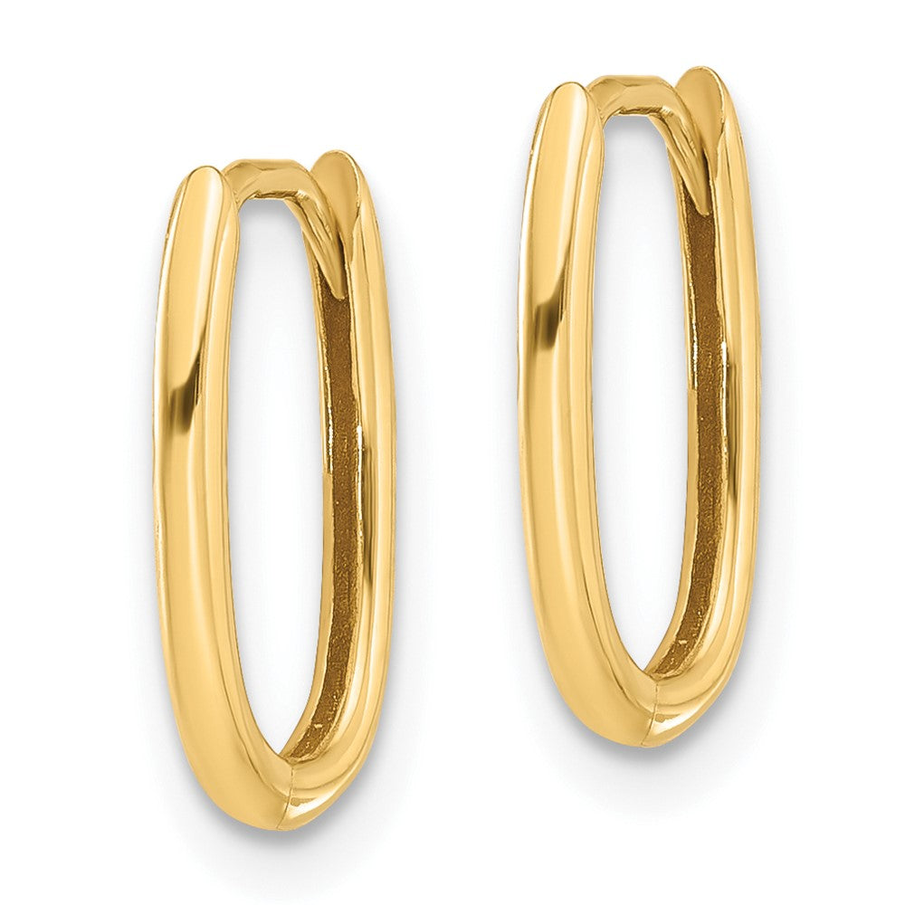 14k Yellow Gold 9.2 mm Polished Oval Hinged Hoop Earrings