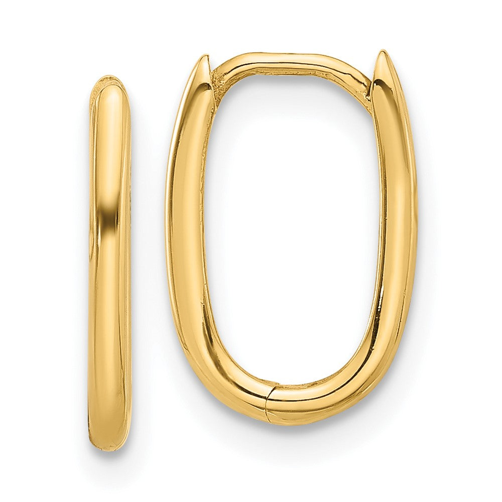 14k Yellow Gold 9.2 mm Polished Oval Hinged Hoop Earrings (1.08 grams)