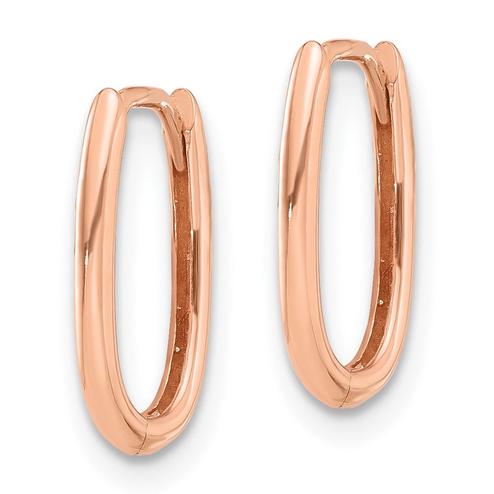 14k Rose Gold 9.2 mm Rose Gold Polished Oval Hinged Hoop Earrings (1.05 grams)