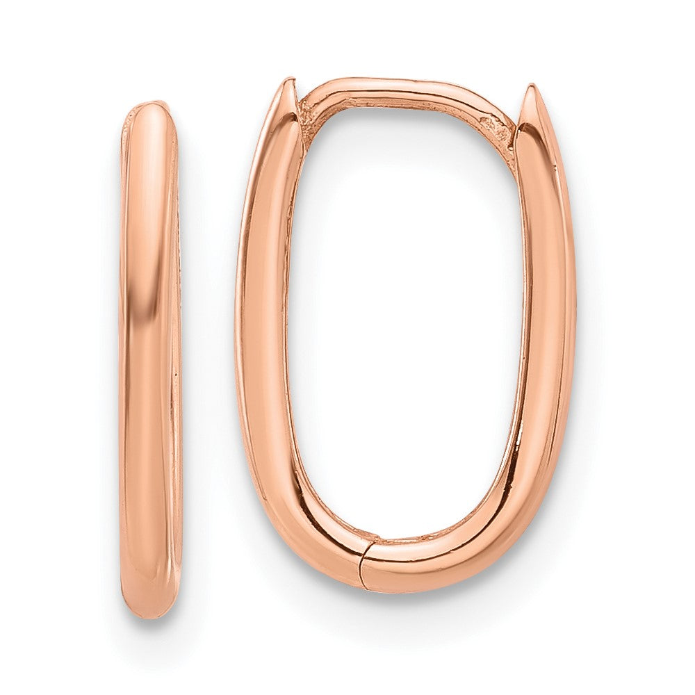 14k Rose Gold 9.2 mm Rose Gold Polished Oval Hinged Hoop Earrings (1.05 grams)