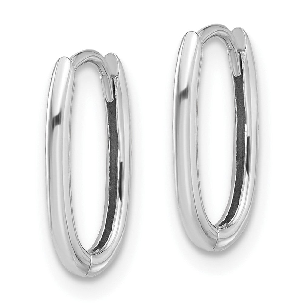 14k White Gold 9.2 mm  Polished Oval Hinged Hoop Earrings (1.03 grams)