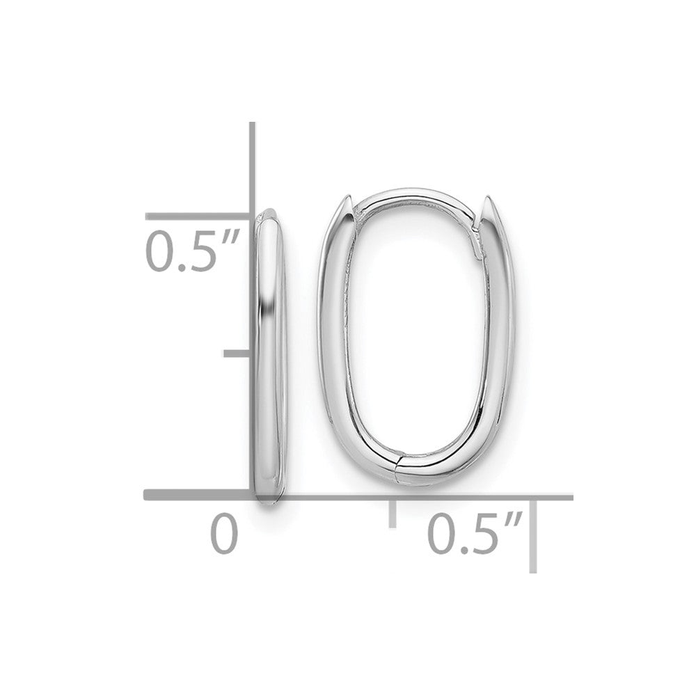 14k White Gold 9.2 mm  Polished Oval Hinged Hoop Earrings (1.03 grams)