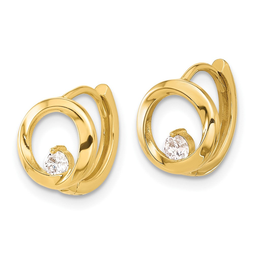 14k Yellow Gold 11 mm Polished CZ Circle Hoop Earrings (1.67 grams)