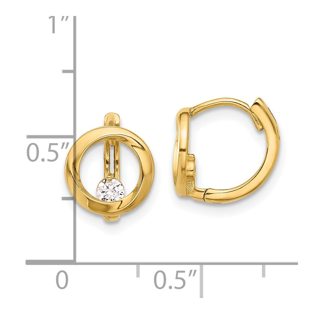 14k Yellow Gold 11 mm Polished CZ Circle Hoop Earrings (1.67 grams)