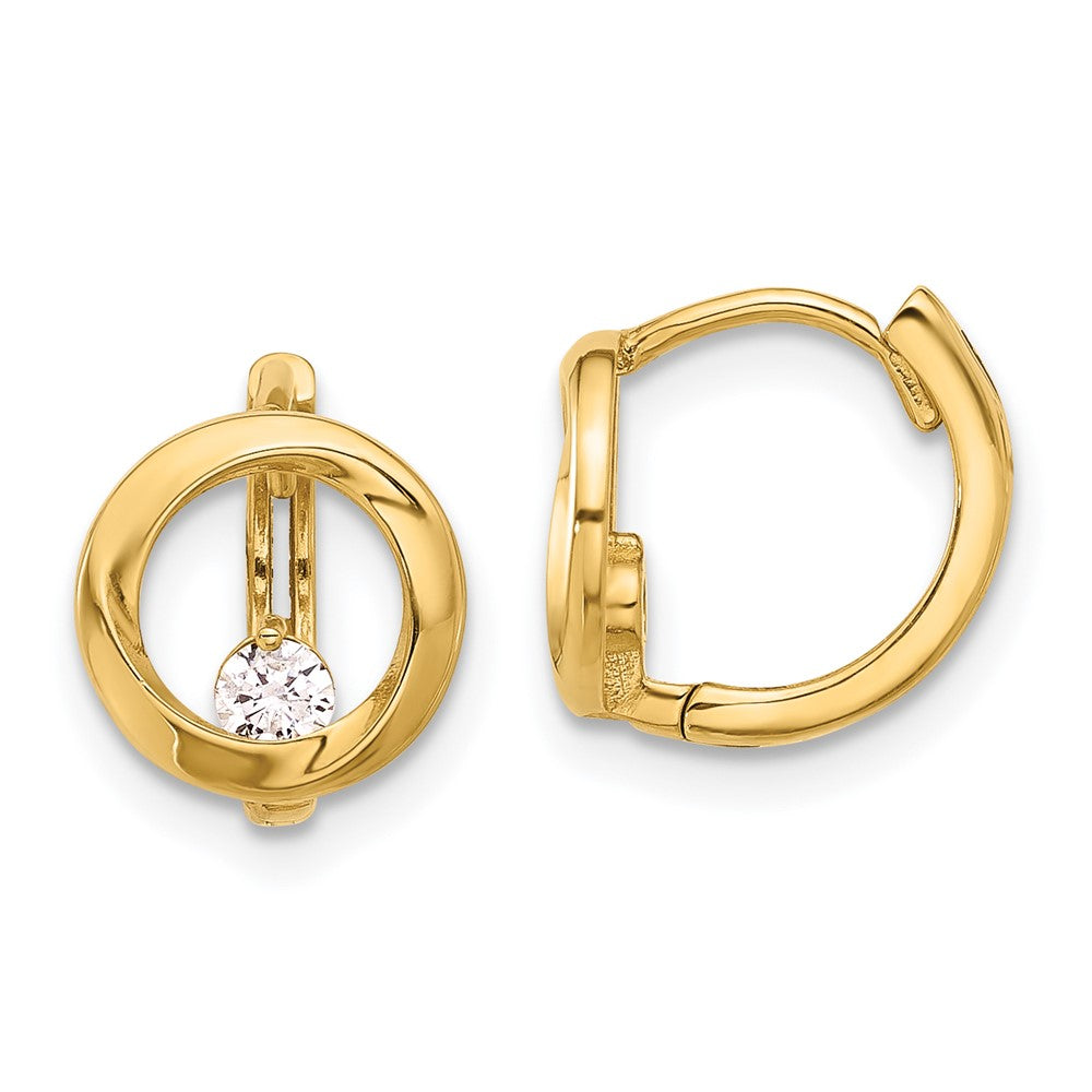 14k Yellow Gold 11 mm Polished CZ Circle Hoop Earrings (1.67 grams)