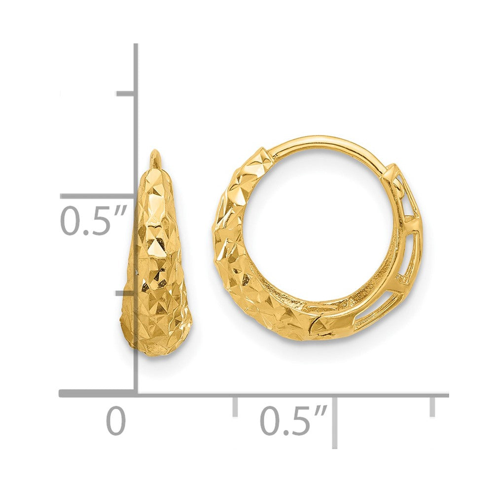 14k Yellow Gold 14 mm Polished Diamond-cut Hoop Earrings (3.14 grams)