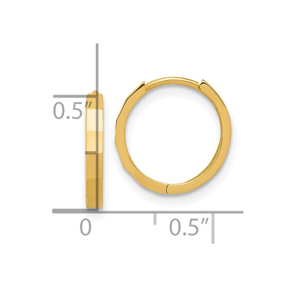 14k Yellow Gold 13.1 mm Polished and Diamond-cut Hinged Hoop Earrings (1.09 grams)
