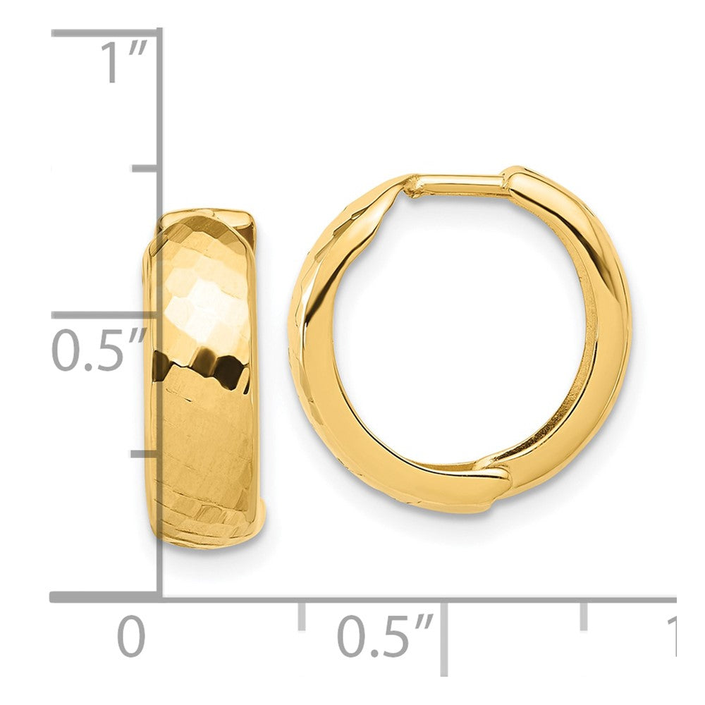 14k Yellow Gold 15.9 mm Polished and Diamond-cut Huggie Hoop Earrings (1.64 grams)