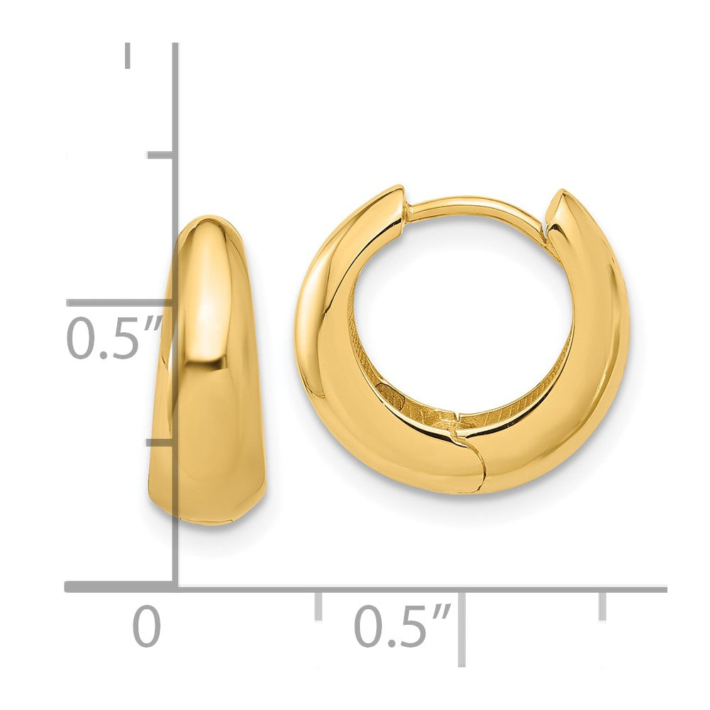 14k Yellow Gold 14.6 mm Polished Hinged Huggie Hoop Earrings (2.89 grams)