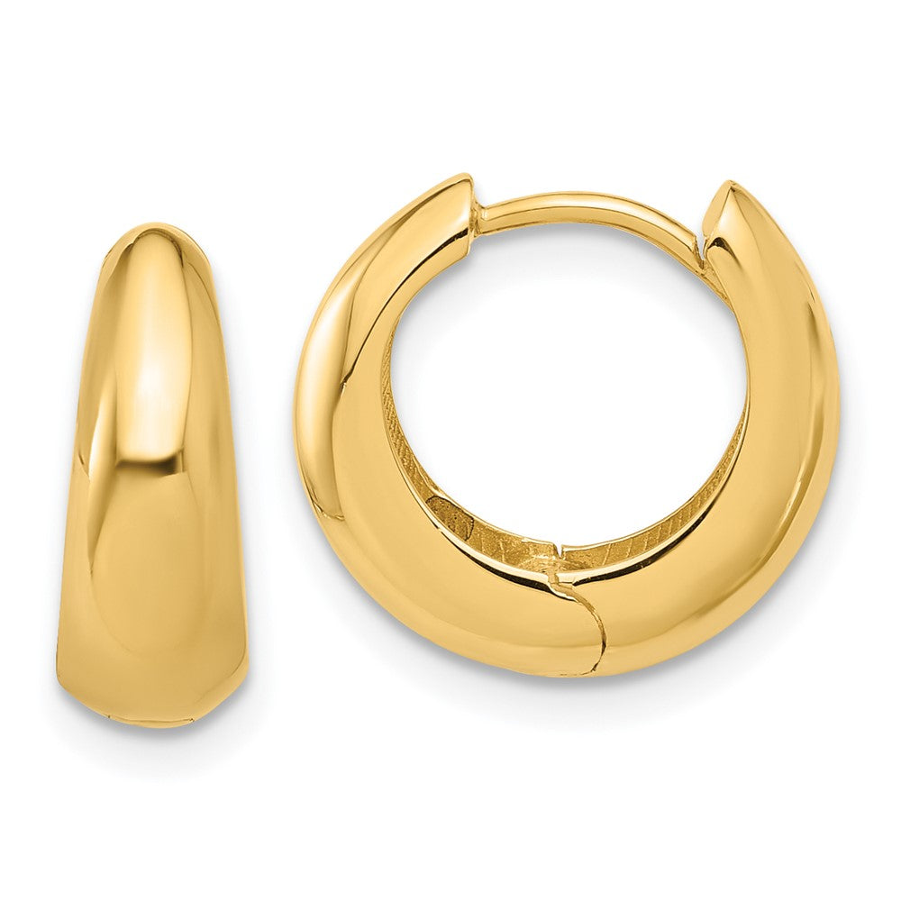 14k Yellow Gold 14.6 mm Polished Hinged Huggie Hoop Earrings (2.89 grams)