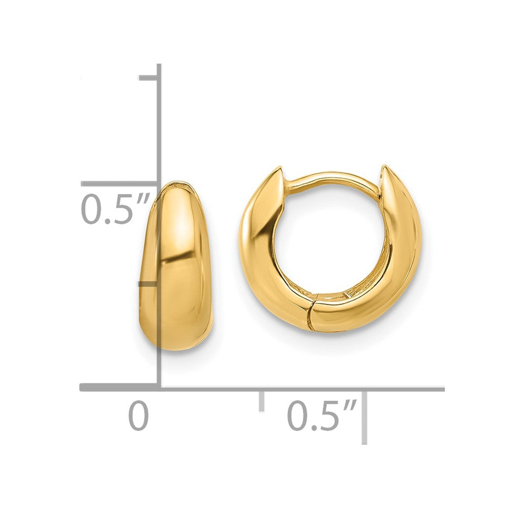14k Yellow Gold 11.6 mm Polished Hinged Huggie Hoop Earrings (2.12 grams)