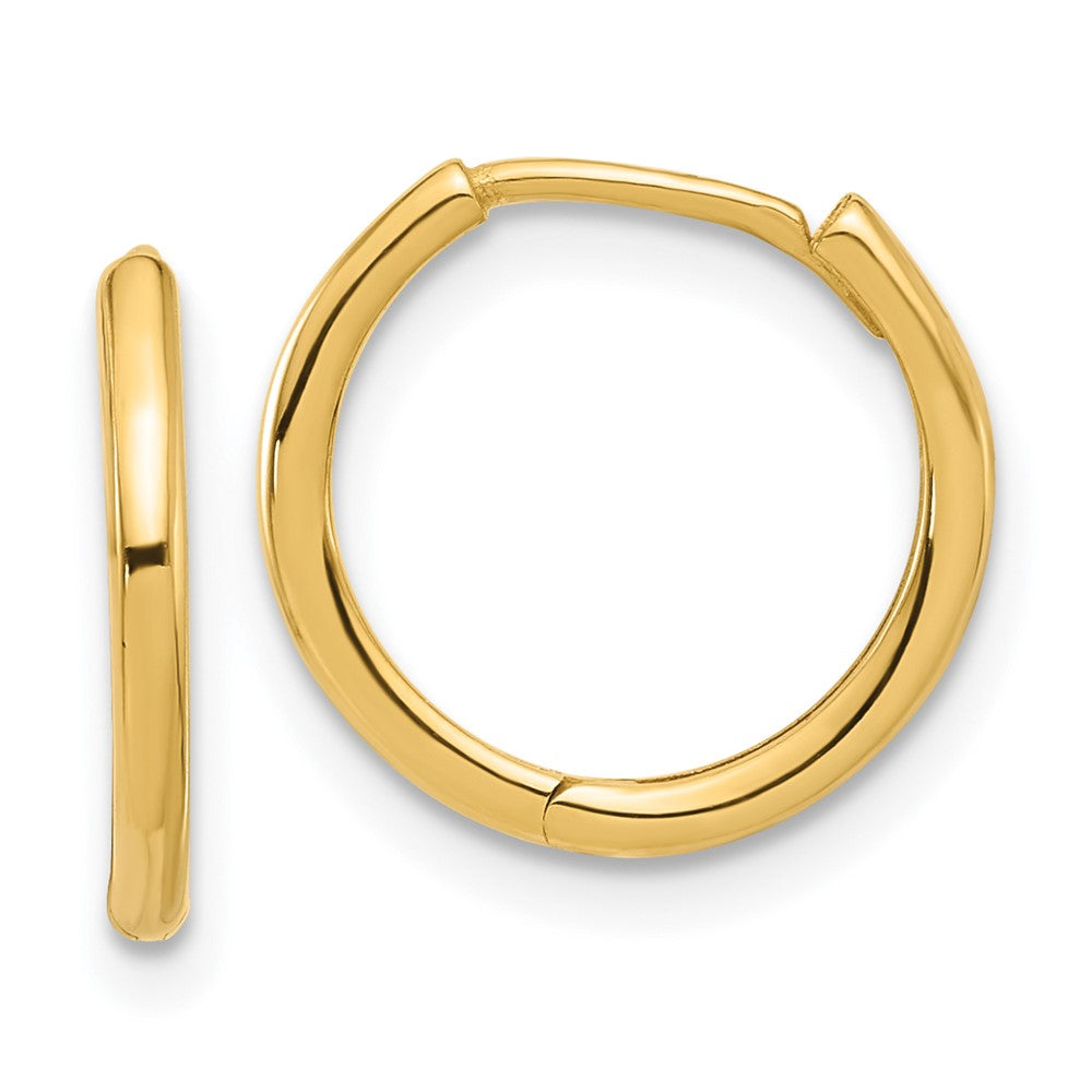 14k Yellow Gold 14 mm Polished Hinged Hoop Earrings (1.37 grams)