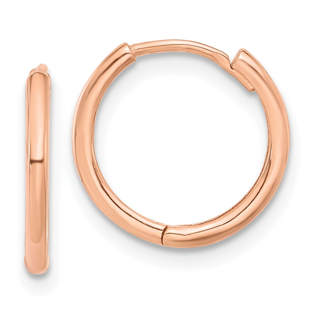 14k Rose Gold 14 mm Rose Gold Polished Hinged Hoop Earrings (1.37 grams)