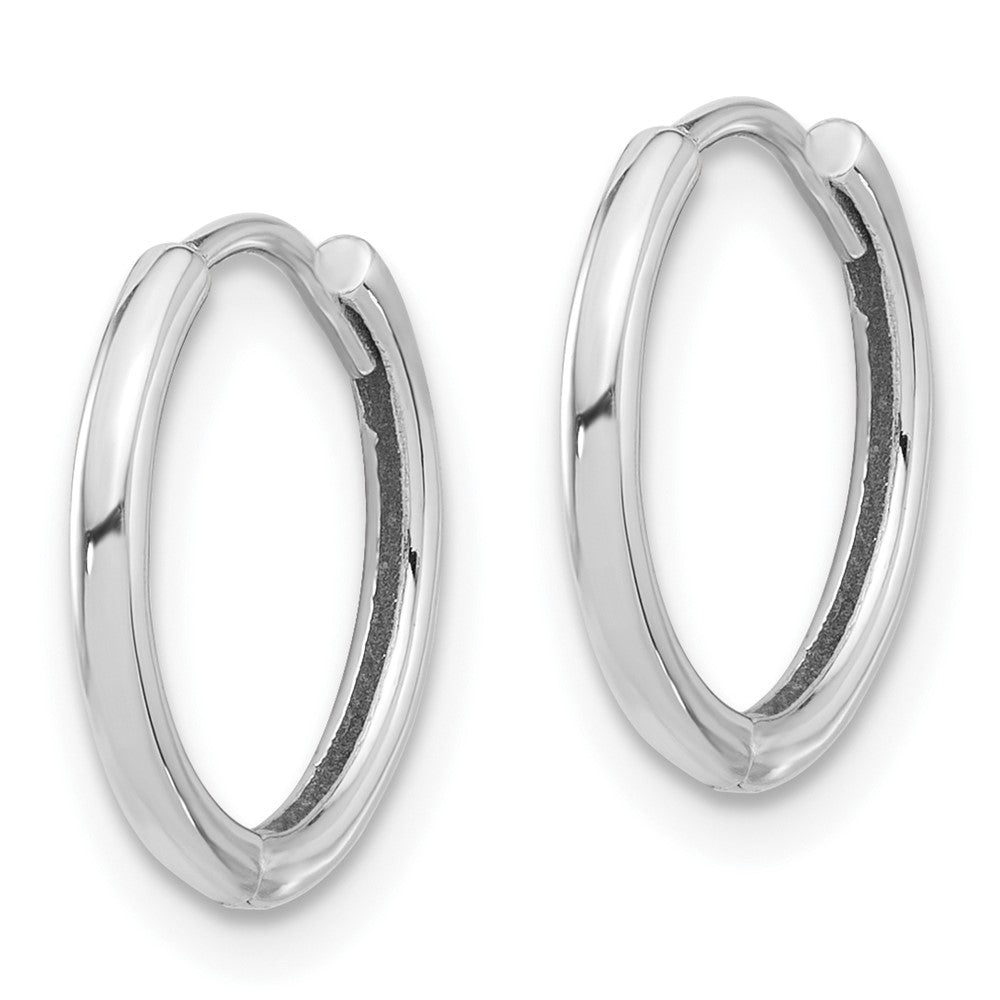 14k White Gold 14 mm  Polished Hinged Hoop Earrings (1.32 grams)