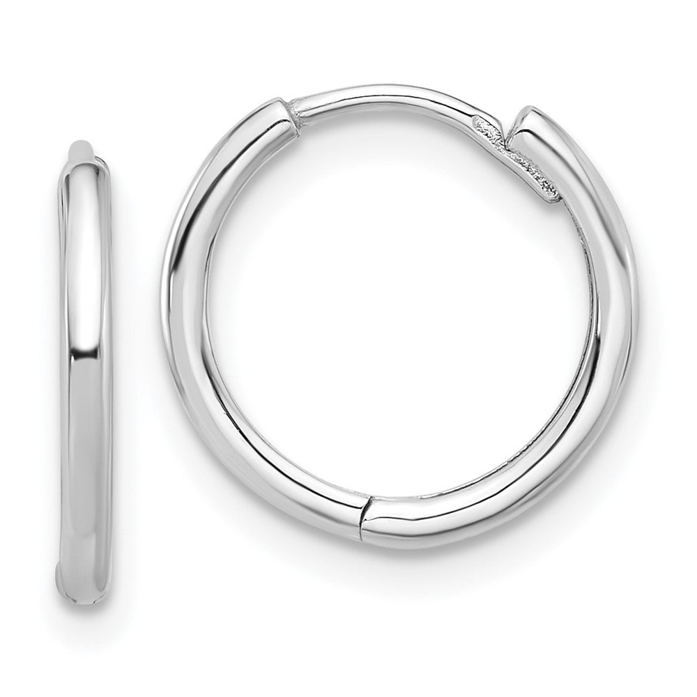 14k White Gold 14 mm  Polished Hinged Hoop Earrings (1.32 grams)