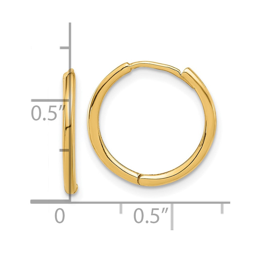 14k Yellow Gold 16 mm Polished Hinged Hoop Earrings (1.61 grams)