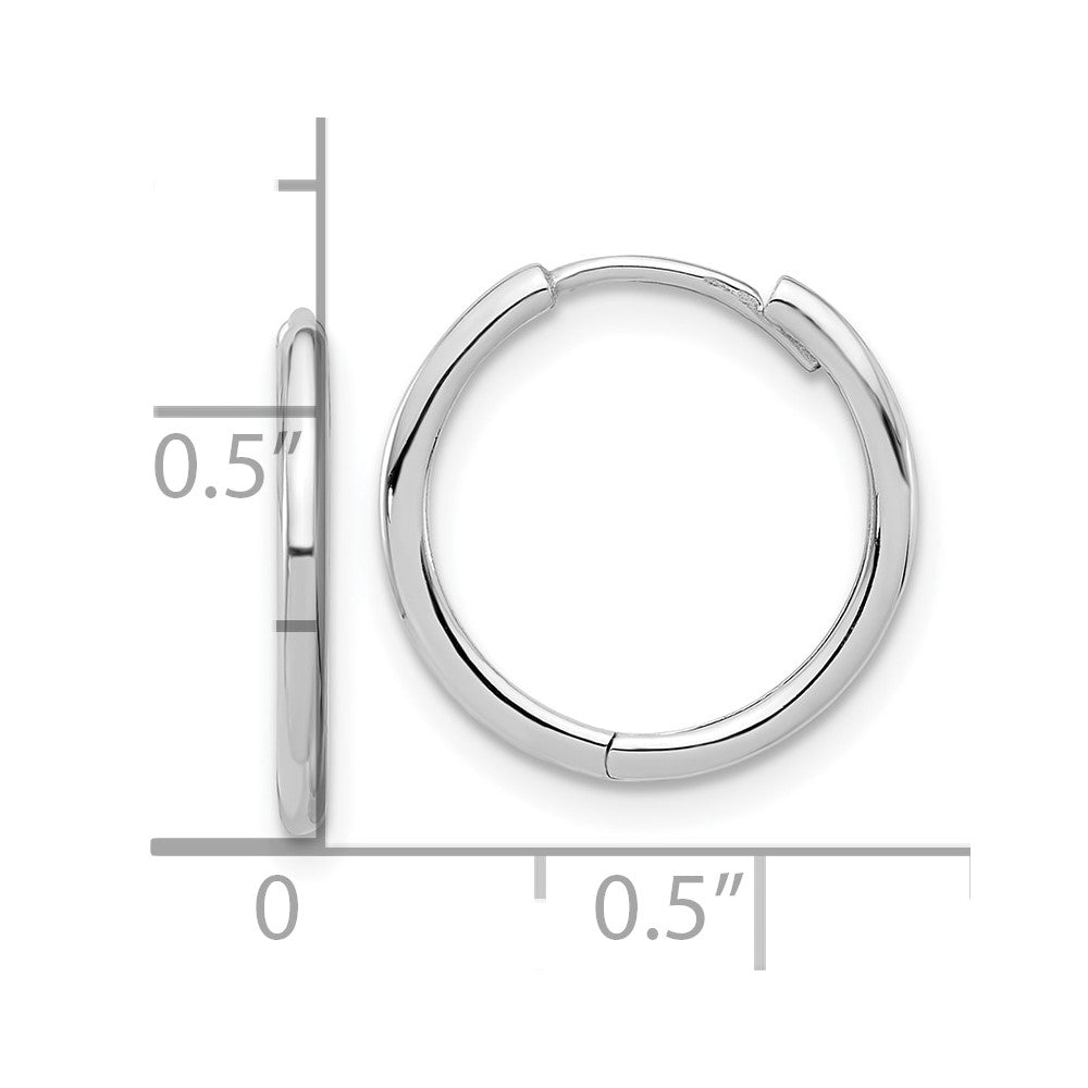 14k White Gold 16 mm  Polished Hinged Hoop Earrings (1.59 grams)