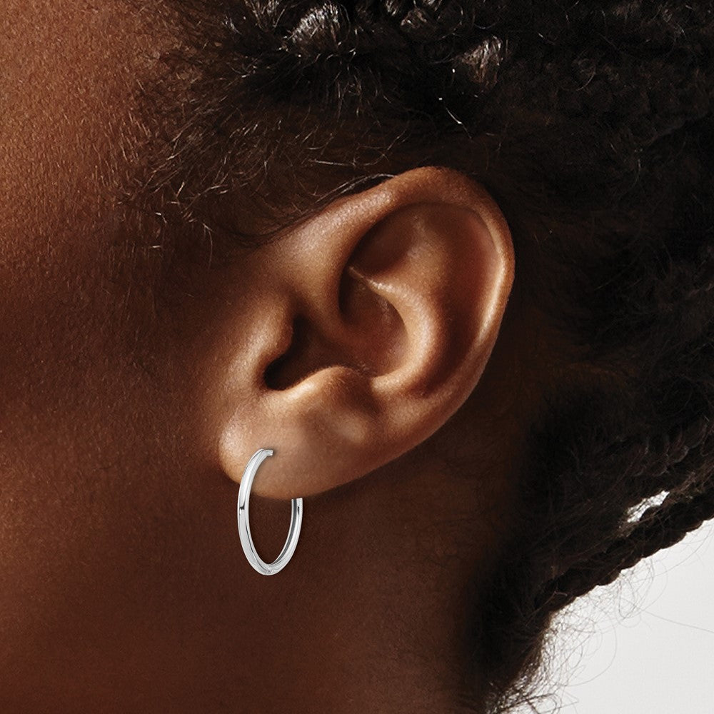 14k White Gold 18 mm  Polished Hinged Hoop Earrings (1.86 grams)