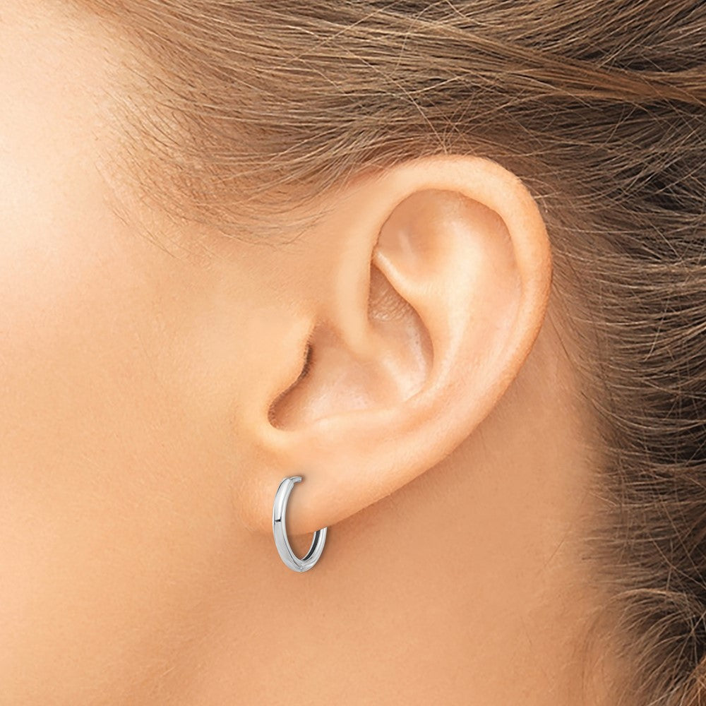 14k White Gold 14.5 mm  Polished Hinged Hoop Earrings (1.79 grams)