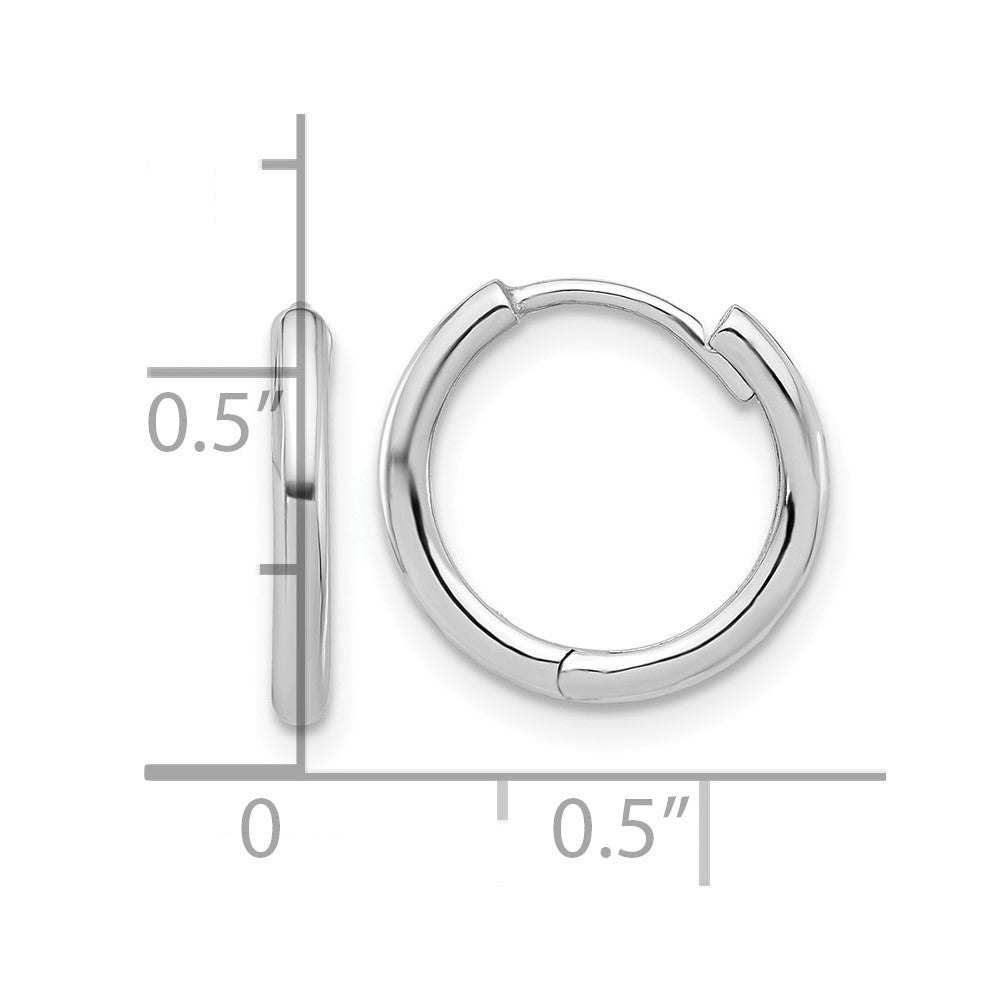 14k White Gold 14.5 mm  Polished Hinged Hoop Earrings (1.79 grams)