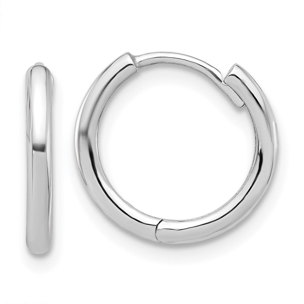 14k White Gold 14.5 mm  Polished Hinged Hoop Earrings (1.79 grams)
