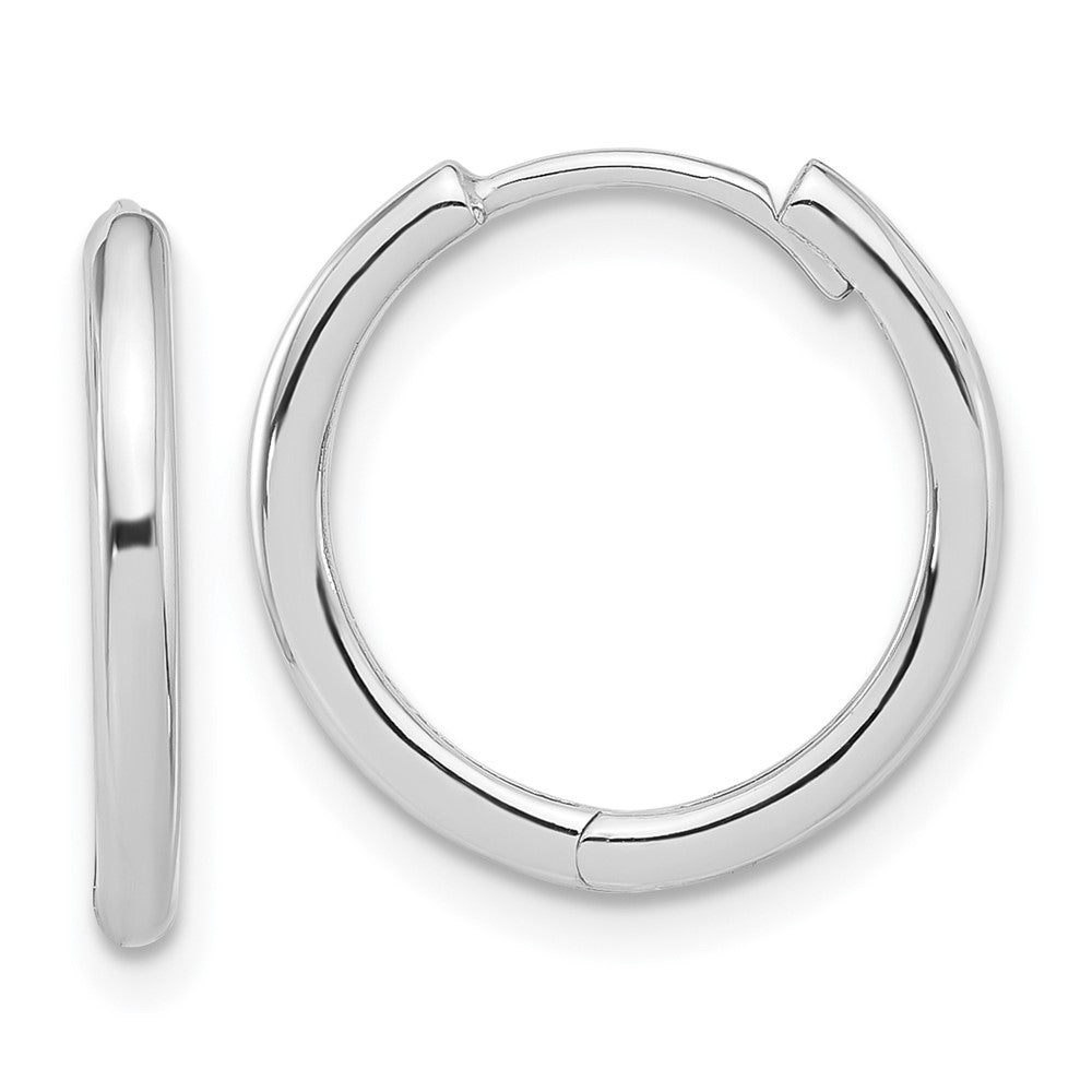14k White Gold 16.5 mm  Polished Hinged Hoop Earrings (2.12 grams)