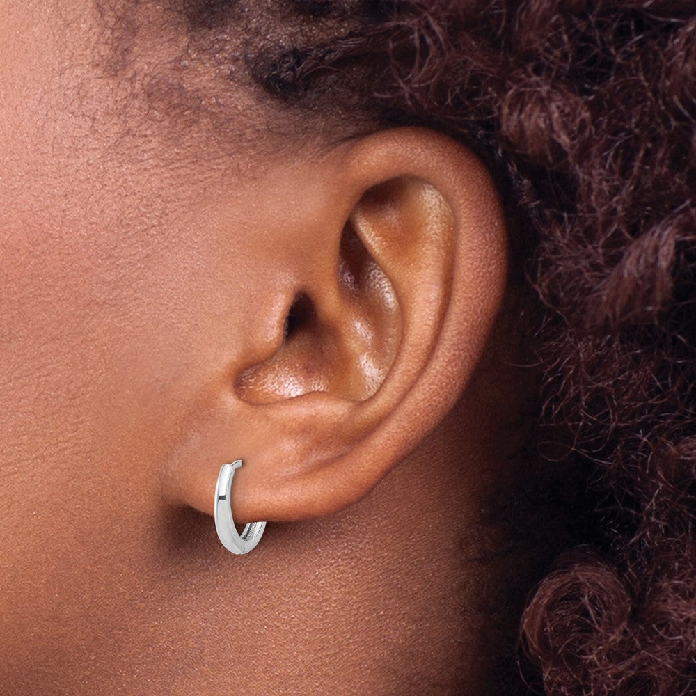 14k White Gold 12.4 mm  Polished Hinged Hoop Earrings (1.59 grams)