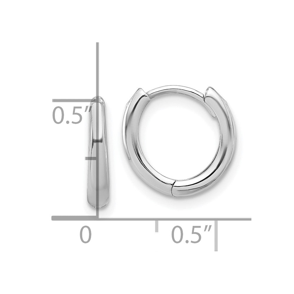 14k White Gold 12.4 mm  Polished Hinged Hoop Earrings (1.59 grams)