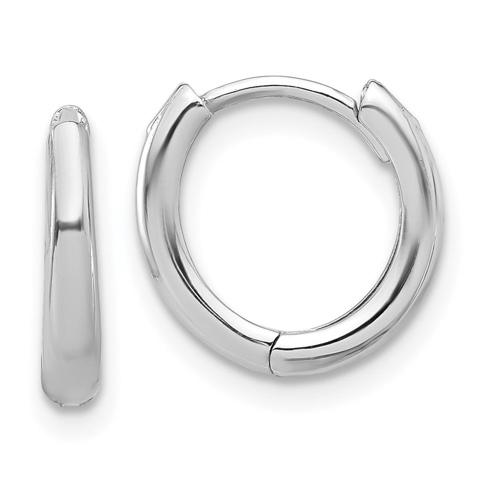 14k White Gold 12.4 mm  Polished Hinged Hoop Earrings (1.59 grams)