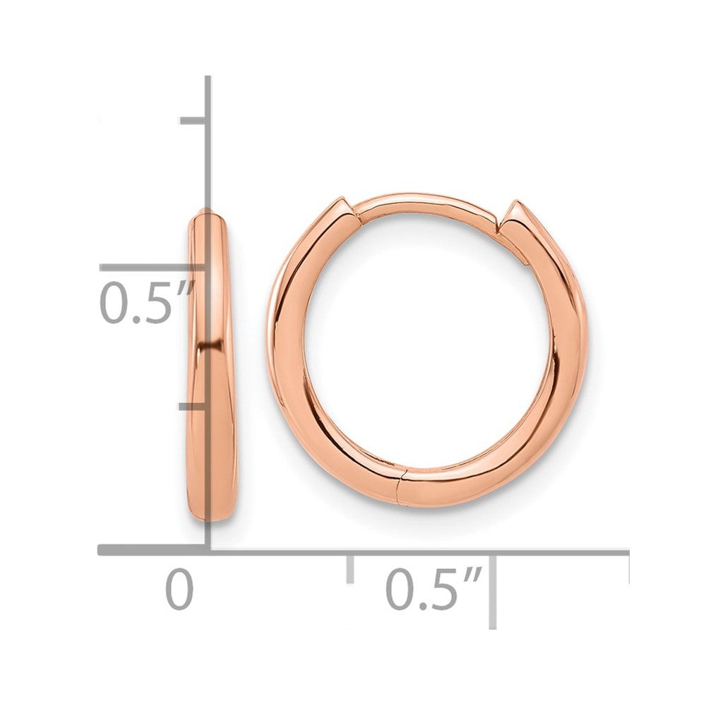 14k Rose Gold 14.3 mm Rose Gold Polished Hinged Hoop Earrings (1.89 grams)