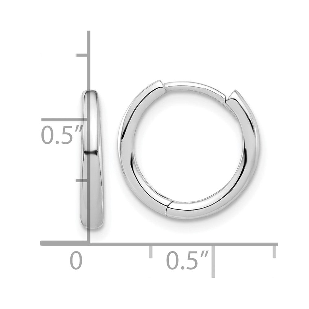 14k White Gold 14.3 mm  Polished Hinged Hoop Earrings (1.87 grams)