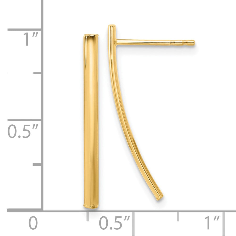 14k Yellow Gold 2 mm Polished Bar Post Earrings (0.91 grams)