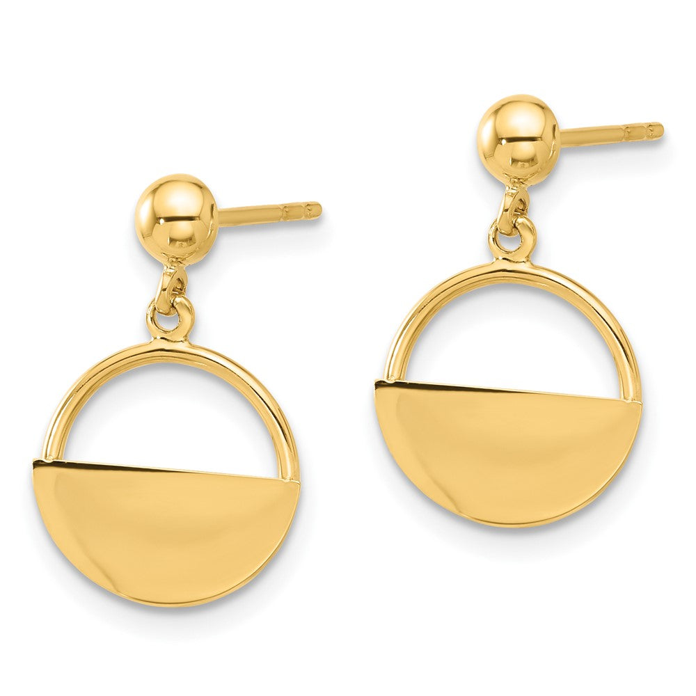 14k Yellow Gold 11.9 mm Polished Contemporary Dangle Post Earrings (1.45 grams)
