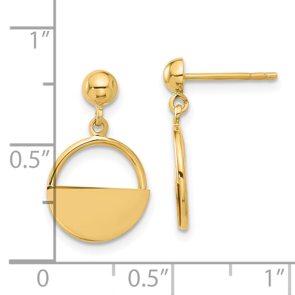 14k Yellow Gold 11.9 mm Polished Contemporary Dangle Post Earrings (1.45 grams)