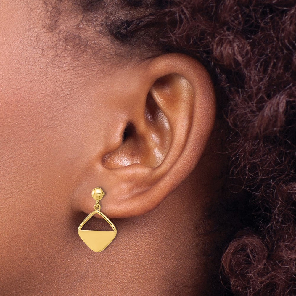 14k Yellow Gold 12.7 mm Polished Contemporary Dangle Post Earrings (1.45 grams)