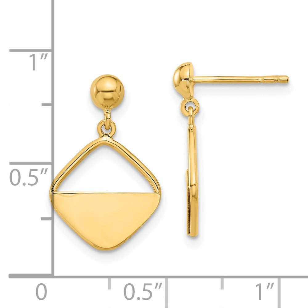 14k Yellow Gold 12.7 mm Polished Contemporary Dangle Post Earrings (1.45 grams)