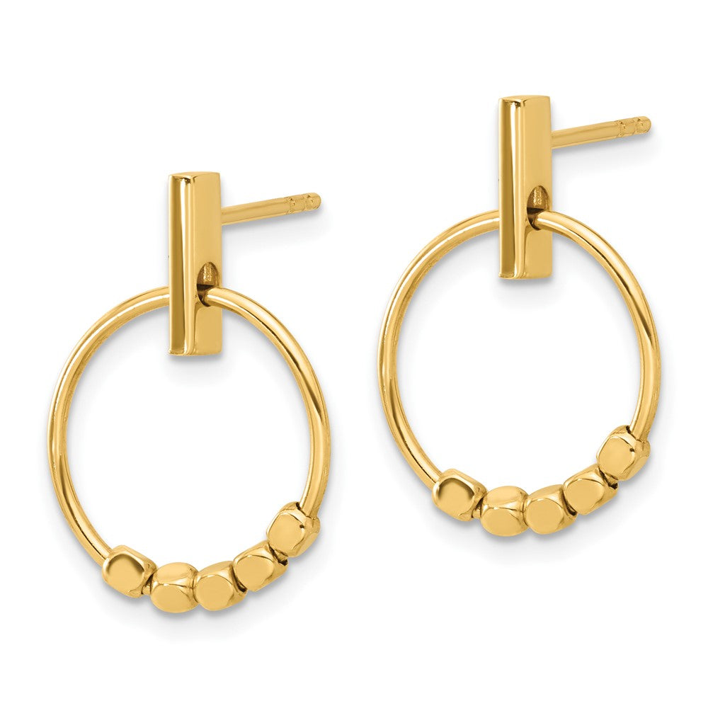 14k Yellow Gold 14.5 mm Polished Circle Dangle Post Earrings (1.56 grams)