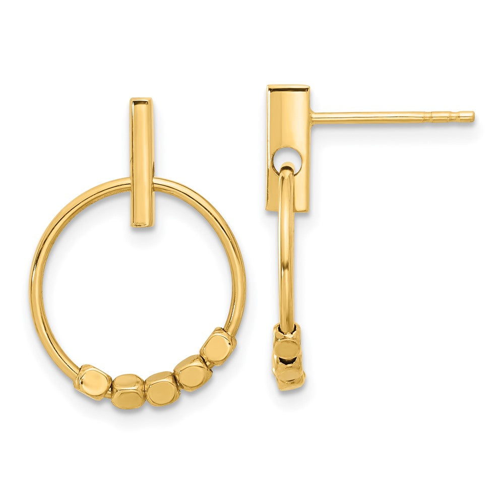 14k Yellow Gold 14.5 mm Polished Circle Dangle Post Earrings (1.56 grams)